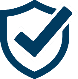 Secure home security system with shield and checkmark for protection.